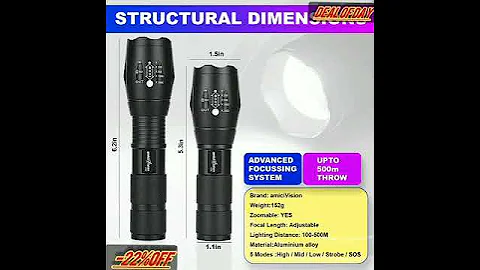 Deal of day amiciVision Metal LED Flashlight, XML T6 CREE LED Water Resistant#viral#trending