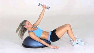 Dumbbell Single Arm Oblique Chest Fly Crunch off Bosu