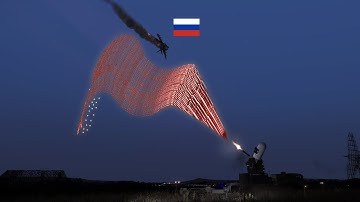 The C-RAM air defense system shoots down an attacking enemy fighter