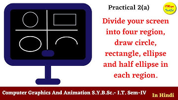 Practical 2(a) Divide screen into four region and draw different shape in each region.