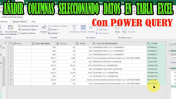AÑADIR COLUMNAS A TABLA EXCEL SELECCIONANDO DATOS con POWER QUERY