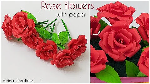 DIY Paper rose/How to make Simple Paper rose/Rose flower making with paper/DIY Rose with stem & leaf