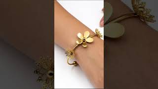 Floral design with stainless anti tarnish gold polish with elegant design