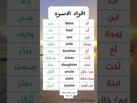 تعلم أسماء أفراد العائلة بالإنجليزية والعربية مع النطق بتعلم أسماء العائلة بالإنجليزية
