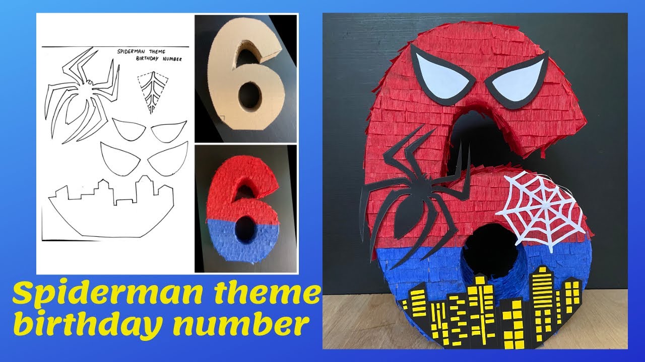 spiderman-theme-birthday-number-6-spider-man-theme-number-standee-diy