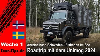 Nr. 1  Skandinavien Roadtrip mit dem Unimog März 2024  Anreise nach Schweden  Eisbaden im See