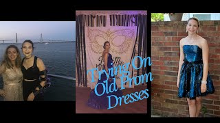 Trying on my old prom dresses