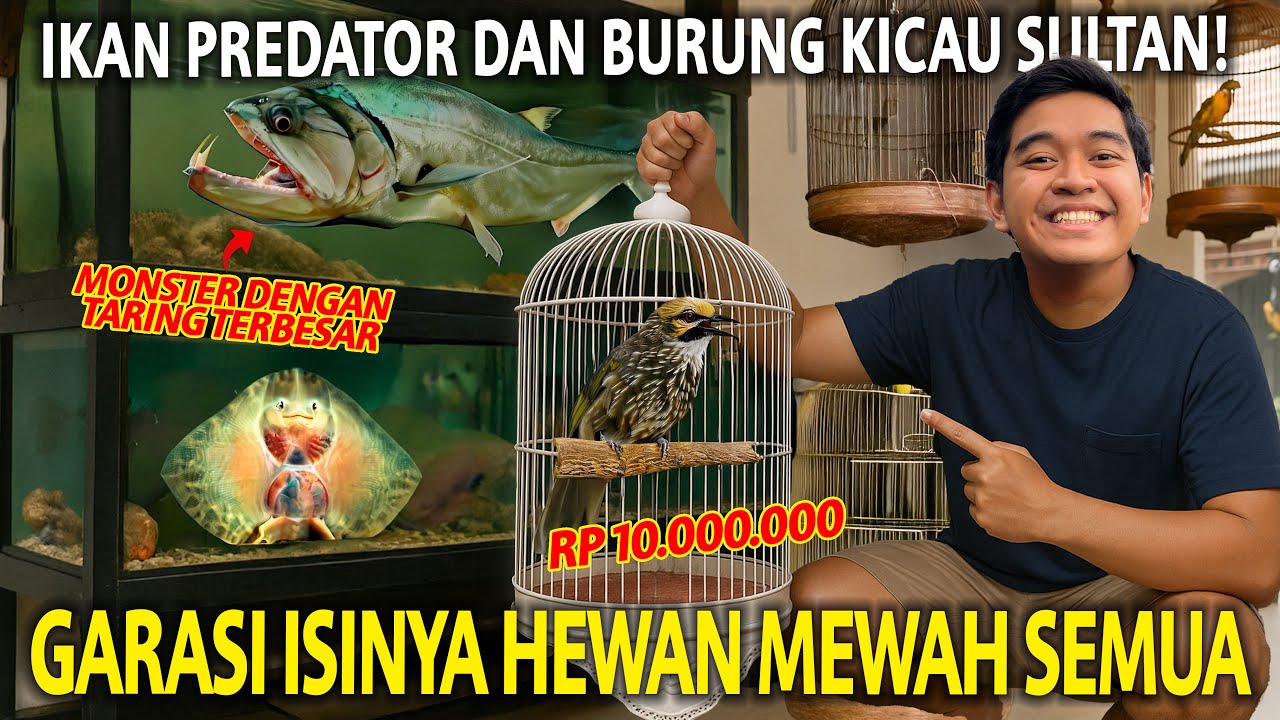 GARASI DISULAP KANDANG HEWAN SULTAN! IKAN PREDATOR & BURUNG KICAU SULTAN ADA DISINI! BAWA PULANG?!