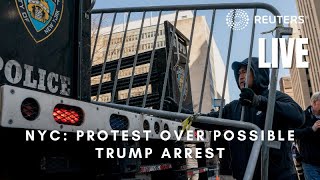 LIVE: Protest outside New York City courthouse ahead of possible Trump indictment