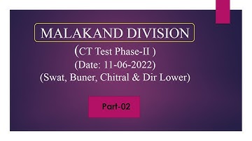 CT Test ETEA Malakand Division Phase-II (Dir Lower, Chitral, Swat and Buner Districs) Part-02