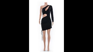 Plus size 9 colors solid color hollow out drawstring lace-up sexy bodycon dress B23141