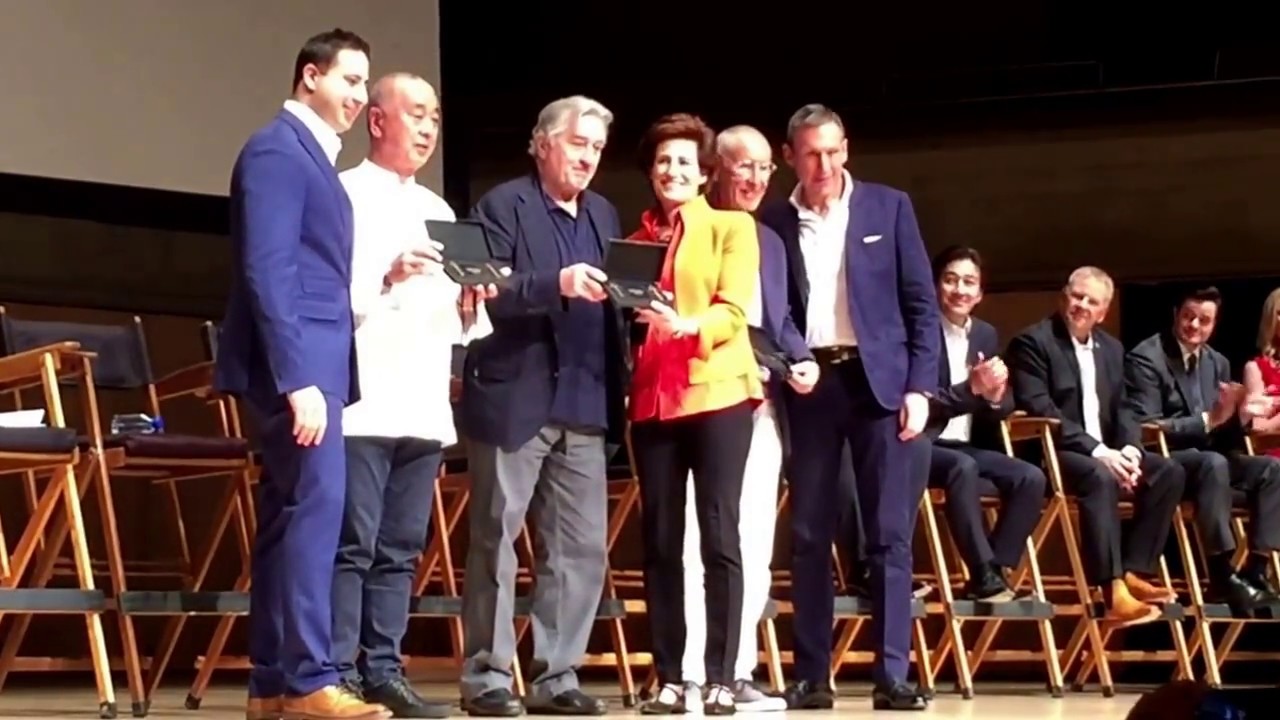 Robert DeNiro, Chef Nobu and Meir Teper get their keys as the first purchasers in Nobu Toronto.