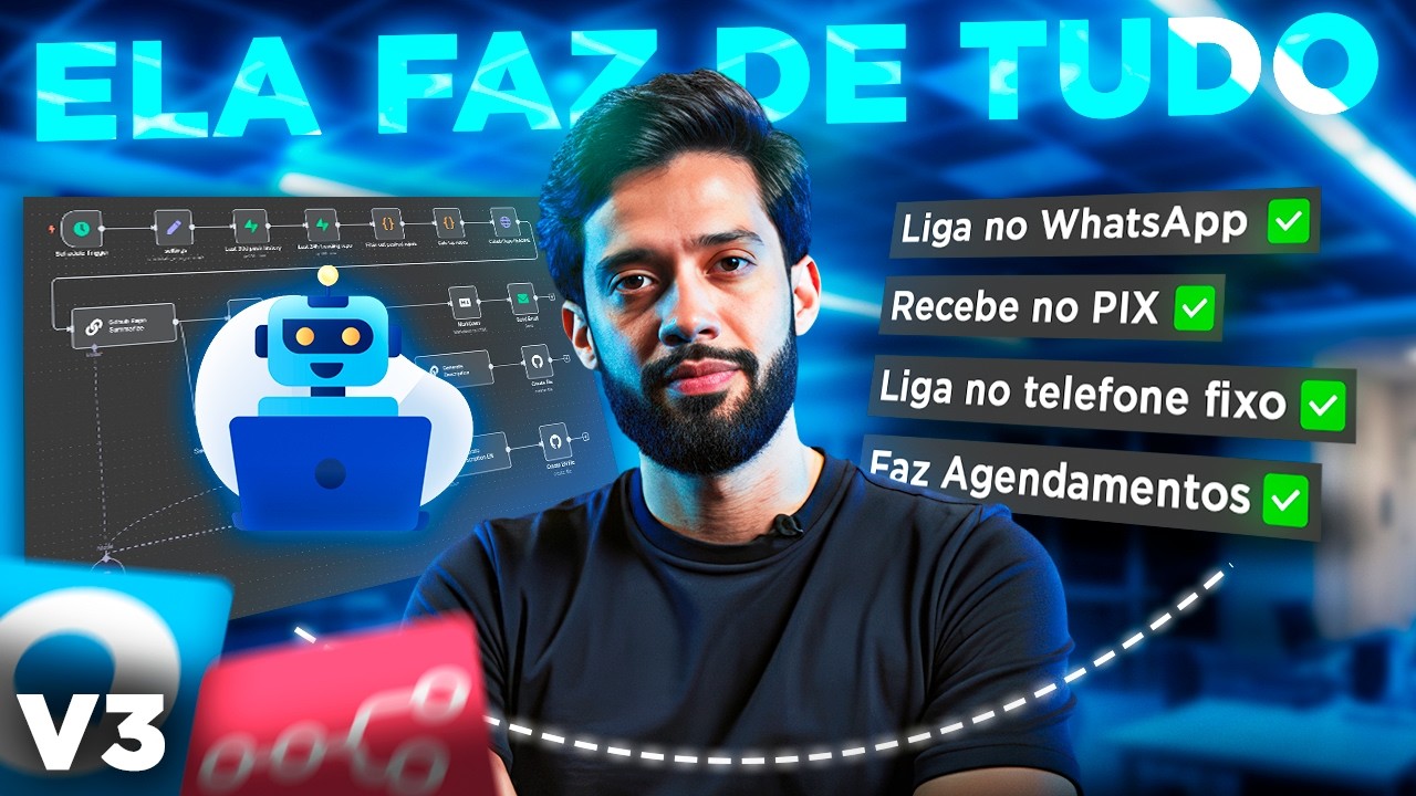 Crie uma secretária com N8N + Chatwoot que Liga no WhatsApp e Fixo e Cobra PIX [Download Grátis] V3