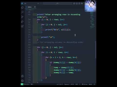 C program to arange rows in ascending and columns of matrix in ...