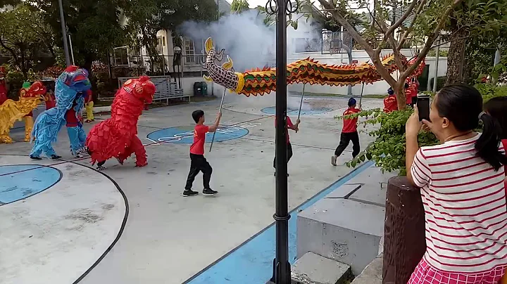 Red dragon and lion dance group. 2020 frontrow
