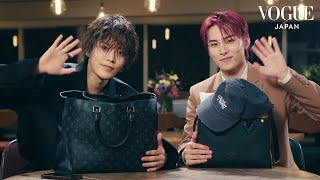 NCT 127 中本悠太とJO1 川西拓実がバッグの中身を披露。二人のかけ合いに注目！ | In The Bag | VOGUE JAPAN