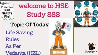 Life Saving Rules As Per Vedanta Standards