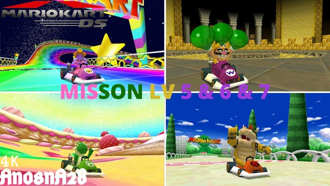 Mario Kart DS: Mission Mode Level 5, Level 6 & Level 7 [4K]