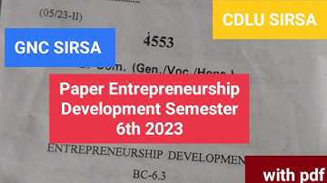 Bcom Cdlu  | Paper Entrepreneurship Development | Semester 6th 2023