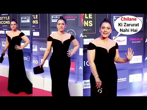 Kajol Devgn looking Stunning in Black arrives at Pinkvilla Style Icons Awards 2023