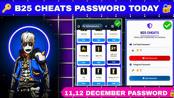 b25 cheats password today🔑 free fire B25 chat new password🔑 11 December new password b25 cheats