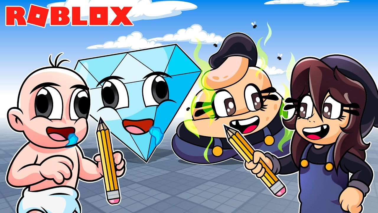 CONVIERTE EN LO QUE DIBUJAS (DIAMANTE Y CAQUITA) ✍️🤩 BEBE NOOB y NOOBSI en Roblox