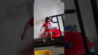 Treadmill dance uptown funk by 2 year old