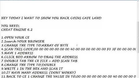 Cheat Engine 6.2 Cafe Land Work Tutorial
