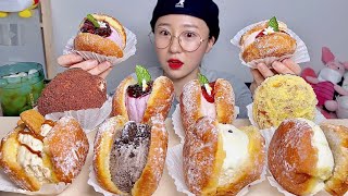 A lot of handmade donuts from my close friend's donut shop. Eating Show. Dessert Mukbang