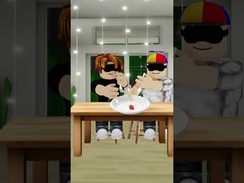 Bacon Hair eats a strawberry in Roblox Brookhaven