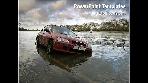 Road Flooding PowerPoint Template Backgrounds - DigitalOfficePro #05829