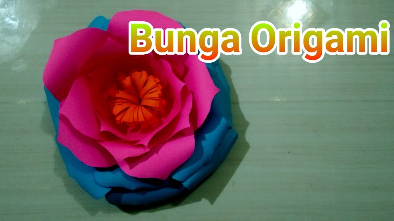 IDE KREATIF  KERAJINAN  TANGAN BUNGA ORIGAMI  TIGA WARNA 