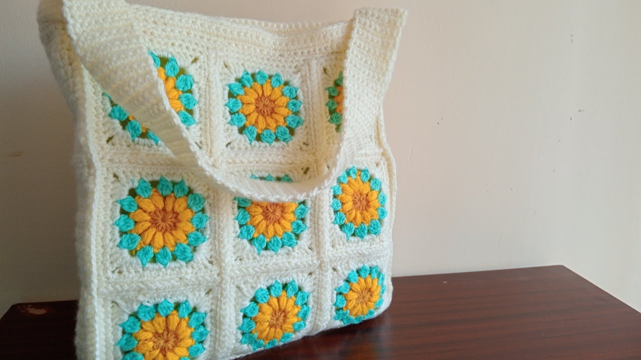 Make to easy crochet granny square handbag in Hindi 🌻🌻