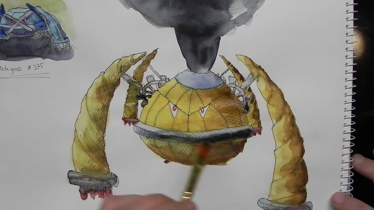 A NEW Pokémon? Ink and Water Color Process - Redesign Challenge - YouTube