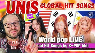 they are so good! UNIS (유니스) Global Hit Songs reaction - Medley of hit songs from around the world