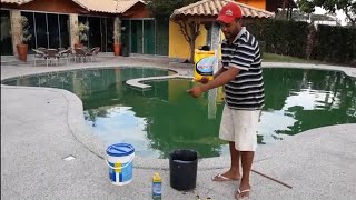 aprenda como limpar a piscina com água verde, com o sulfato de alumínio...