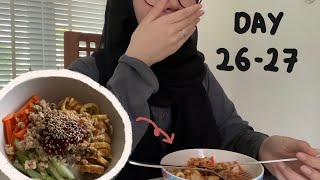 Day 26-27 Spicy Garlic Spaghetti, Bibimbap, Two Meals A Day, Diet Vlog Malaysia