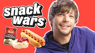 Louis Tomlinson Has A Hilarious Reaction To British & American Snacks | Snack Wars | @LADbible