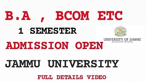 Jammu University admission open Distance BA BCom 1 semester