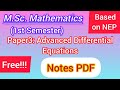 Free Pdf Notes of Advanced Differential Equations 