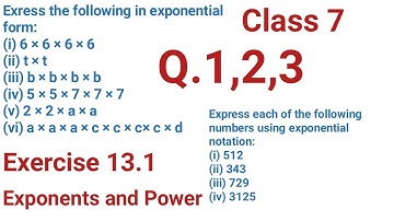 class 7 ex. 13.1Q.1, 2,3|exponents and power| express in exponential form|exponential notation