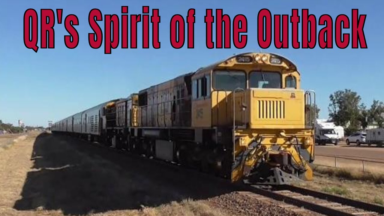 Queensland Rail Spirit of the Outback Train, Australia, Leaves Longreach for Brisbane (QR Queensland Rail Spirit of the Outback Train, Australia, Leaves Longreach for Brisbane (QR