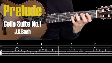 Prelude - Cello Suite no.1 - Guitar lesson + TAB