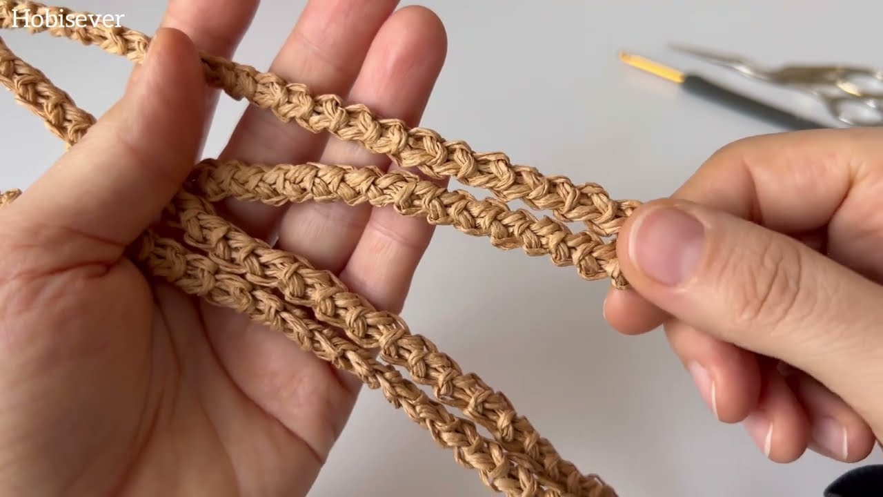 Örgü Çantalar için Çanta Sapı Yapımı / Kağıt ip Çanta Sapı Modelleri / Ideas Crochet Bag Handle