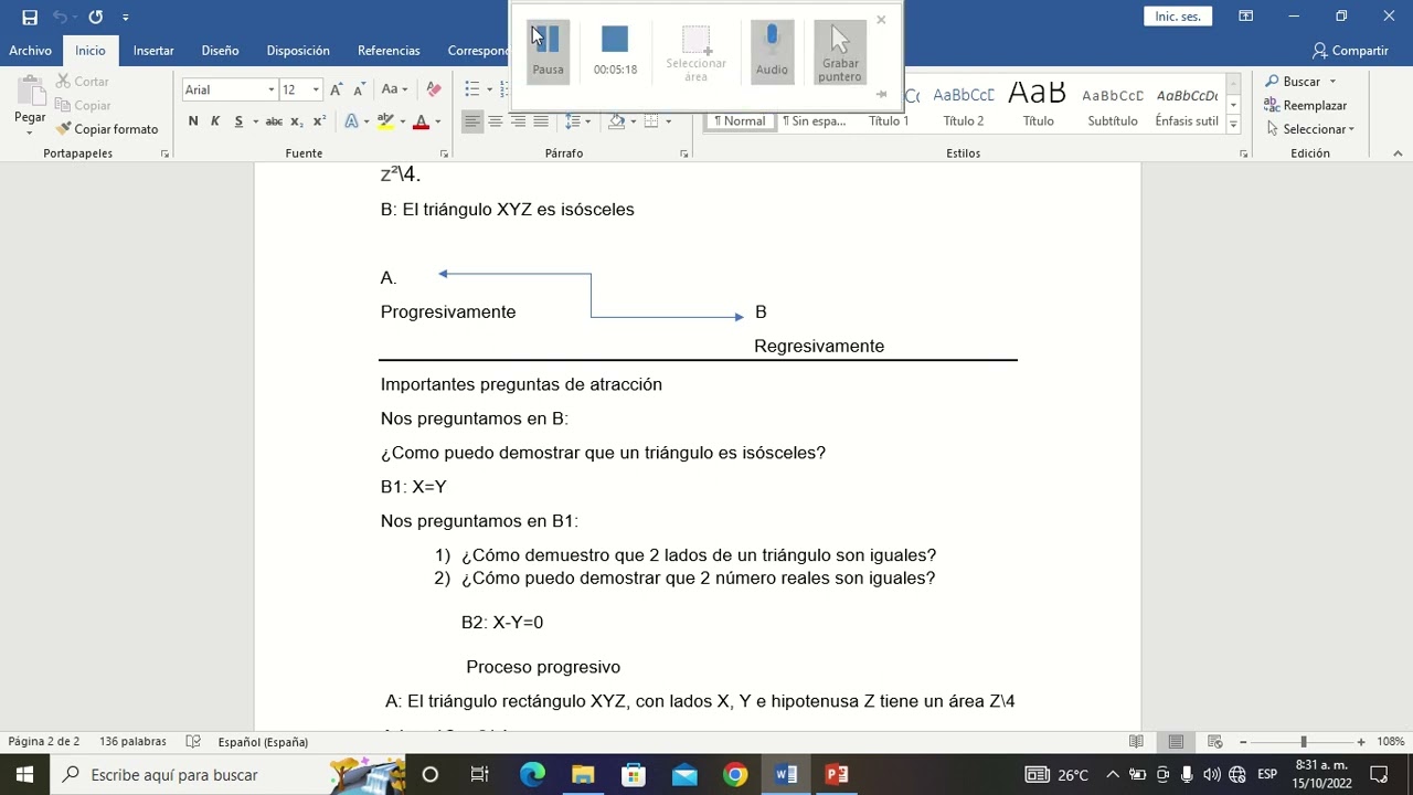 Demostración del método progresivo regresivo, María A R U - YouTube