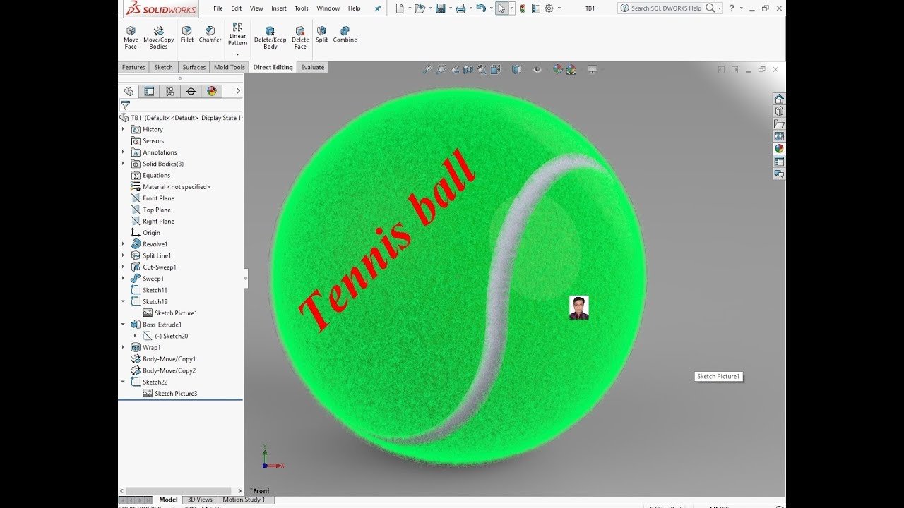 Solidworks Tutorial || How to make a Tennis ball in solidworks (render ...