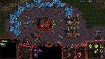 StarCraft - 1 Zerg VS 7 AI Playthrough (Map: Big Game Hunters)