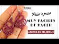 ARETES  / Aros en macrame FACILES / como hacer aros en hilo