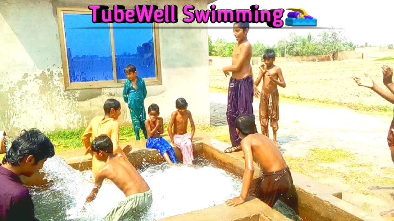 Tubewell😋 super 😎 swimming in 😍❄️the village||Desi swimming pool 🏊||Village🏡 swimming pool#swimming 