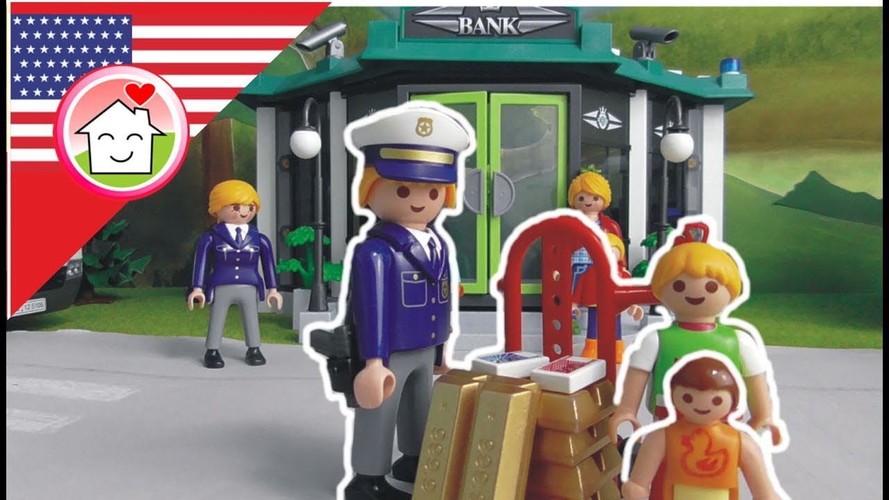 Playmobil police video The Bank Robbery - Chief Overbeck -The Hauser Family  - YouTube